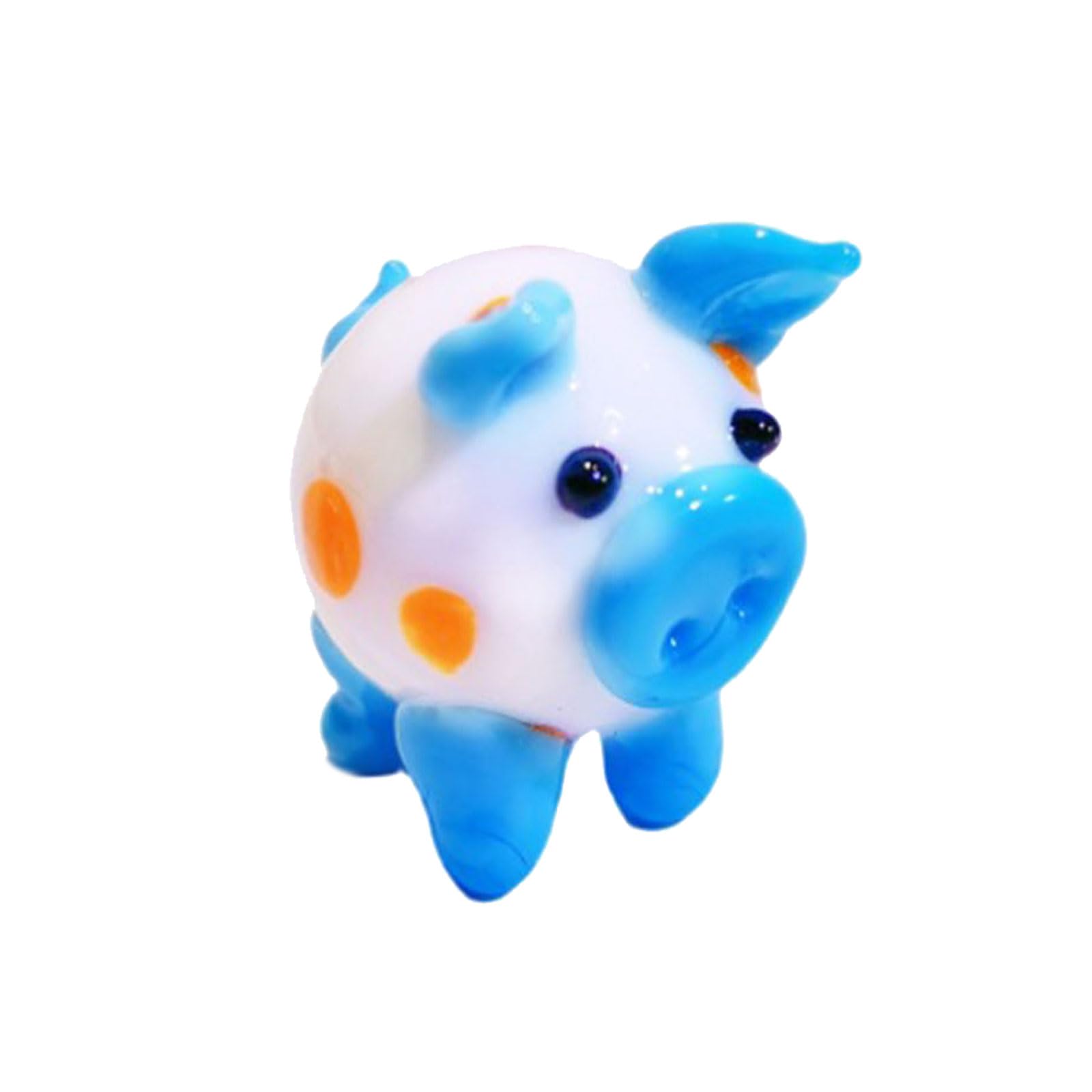 Rxgiasup A Cartoon Glass Piggy Miniature Ornament Handcraft Colorful Nimal Statue For Dults Rt Collections Nd Kids Room Decors Colorful Glass Piggy