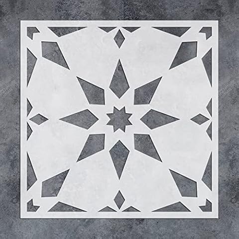 GSS Designs Jewel Tile Stencil 12x12Inch Large Reusable Tile Stencil for Painting Floor Wall Stencil for Concrete Jewel Stencil Pattern Cover