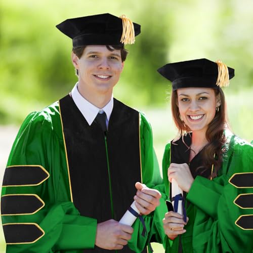 Image of Unisex Doctoral Graduation Gown with Gold Piping | Academic doctoral Cap and Gown for Graduation Ceremony