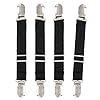 BetyBedy 4Pcs Adjustable Bed Sheet Fasteners Suspenders, Elastic Sheet Band Straps Clips, Cover Grippers Suspenders Holder for Mattress Pad Cover, Sofa Cushion (Black)