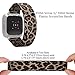 TOYOUTHS 2-Pack Compatible with Fitbit Versa 3 Bands Scrunchie Replacement for Fitbit Sense Elastic Strap Fabric Nylon Fashion Wristband Women Men Large Size (Black+Leopard)