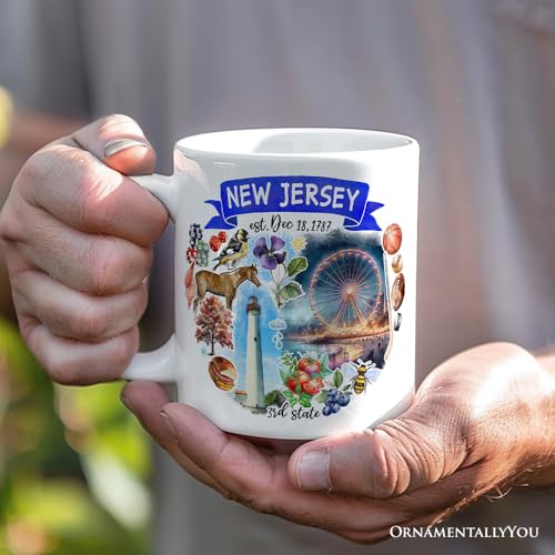 Taza cerámica con diseño artístico de Nueva Jersey 12 oz miniatura 3