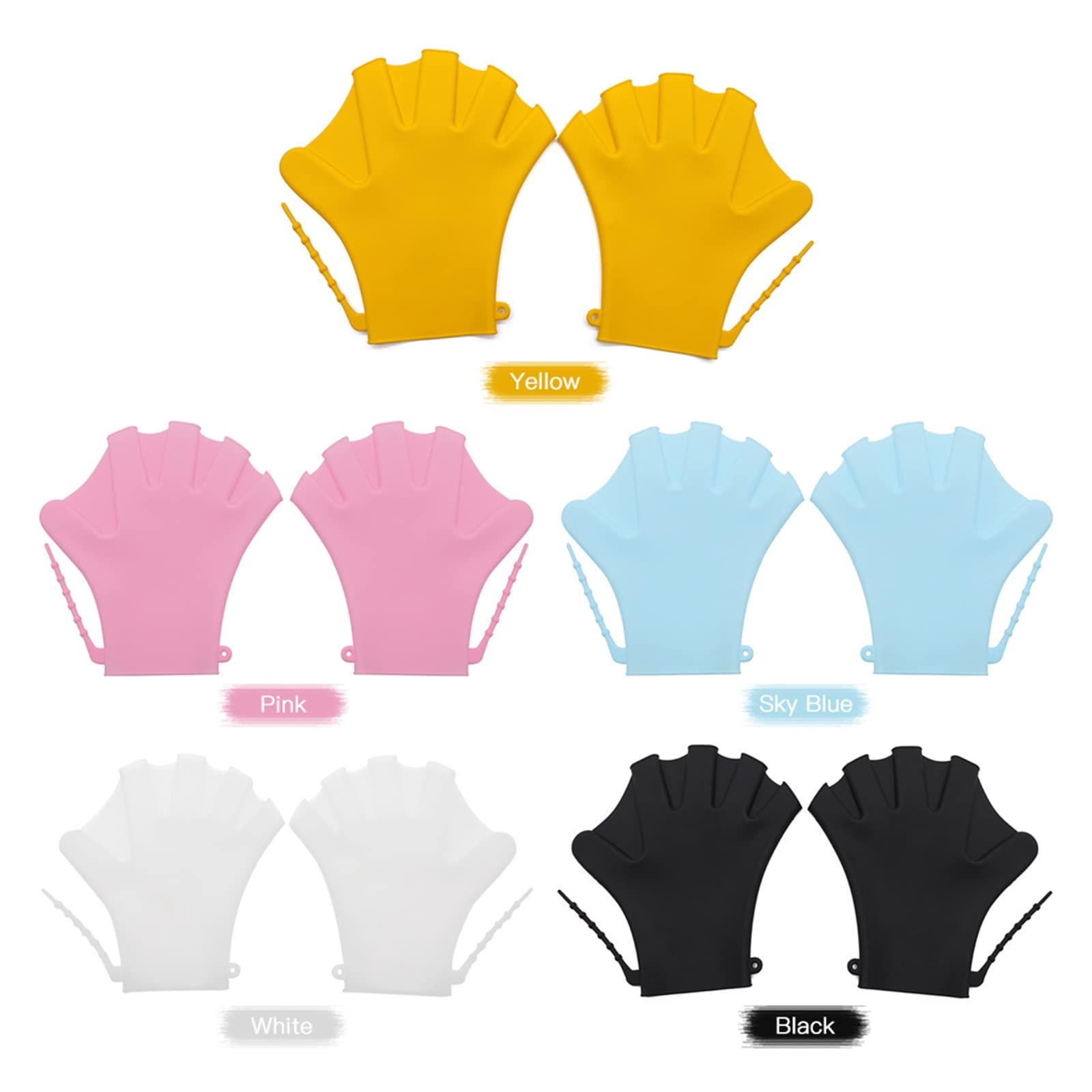 1 Paire de Gants Natation palmés, d'entraînement résistance à l'eau, plongée en Silicone, Mitaines