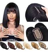 JGS1996 Hair Toppers for Women Real Human Hair Topper with Bangs 100% Remy Human Hair Wigs Clips ...