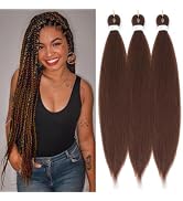 Brown Braiding Hair Pre Stretched 26 Inch Prestretched Braiding Hair Extensions for Braiding Box ...