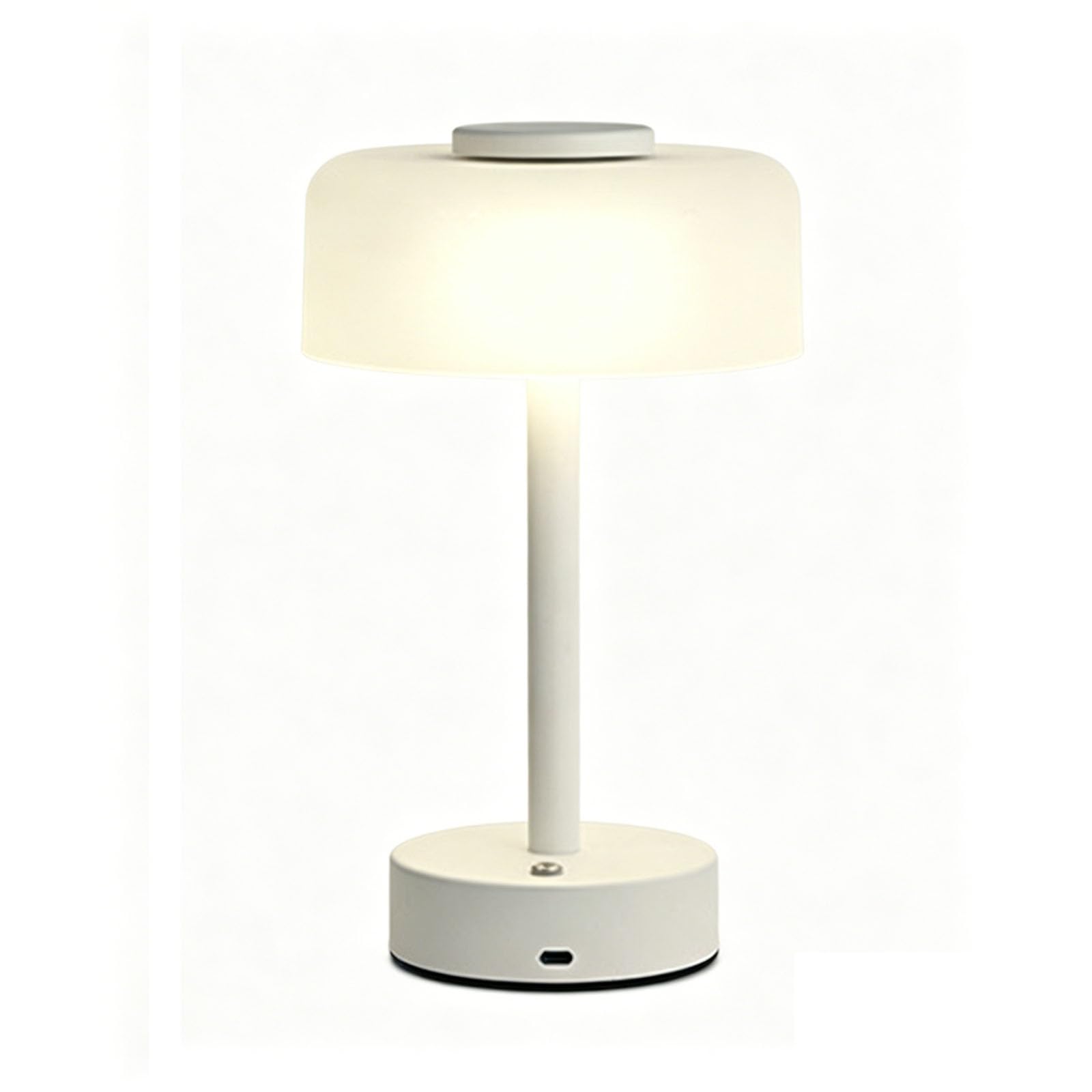 LAI HO Cordless Rechargeable Table Lamp,3000K Warm White,Touch Control Stepless Dimming, Wireless Night Light for Dining, Outdoor Camping, Coffee Shop, Water Repellent (White B)