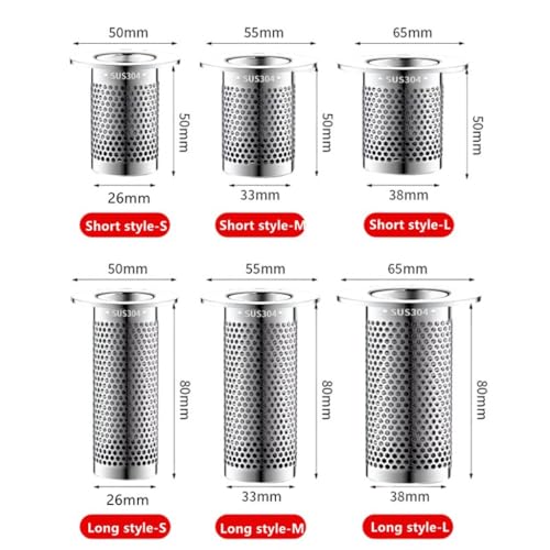 Filtro para desagüe de piso de acero inoxidable estilo corto L miniatura 2