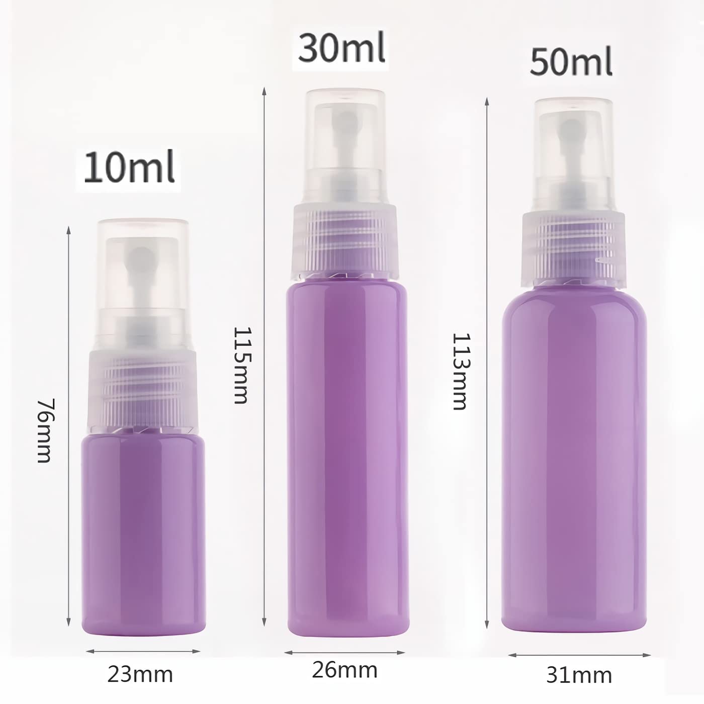 50 Pezzi 50ml Viola plastica flacone spray Con Sprayer Mini Flacone Spray Portatile Riutilizzabile per Nebbia, Bottiglia di Profumo, Cosmetica, Viaggio