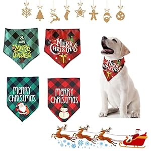 Bandanas de Noël pour chien – Lot de 2 écharpes rouges et vertes 5148 Q4wAwL. SS300