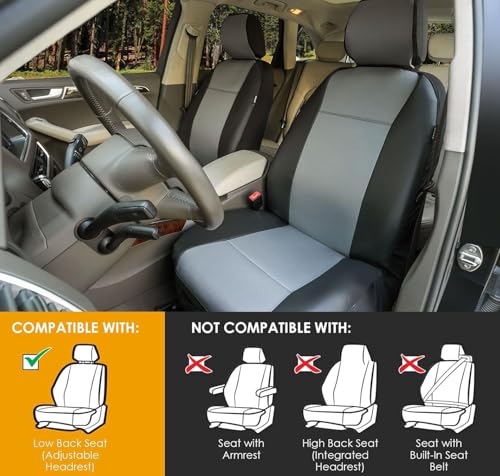 Image of LPI Truck Heavy Duty Car Seat Covers for Front Seats; Fits Sedans and SUVs, Includes Front and Rear Storage Pockets, Built-in Molle Style Organizer; Semi-Custom Fit; Black /Grey, 2pcs