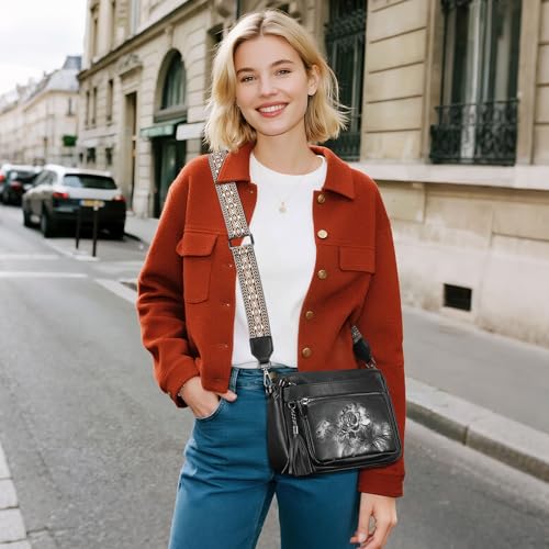 Image of Crossbody Bags for Women, Vegan Leather Embossed Crossbody Purse | Trendy Lightweight Design with Adjustable Strap, Spacious Interior for Daily Essentials, Ideal for Travel and Gift Giving