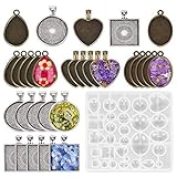 Ideal für Herstellung von Schmuck und Handwerk, z.B. Halsketten, Armbänder, Fotoschmuck, Schlüsselanhänger, Kameen, Wohnaccessoires etc. Cabochon Crystal Set und Anhänger Tabletts eignen sich hervorragend als Geschenk für Kinder, die ihre Fantasie und Kreativität anregen.