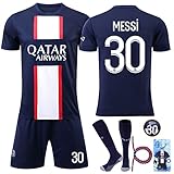 Hereneer Fussball Trikot Kinder Set, Fußball-Trainingstrikots für Jungen mit Fußball Triko Socken, Sport Kurzarm Fußballkleidung Nr.30, Nr.10, Nr.7 Jersey und Shorts für Kinder Fußballfans (Nr.30, 24)