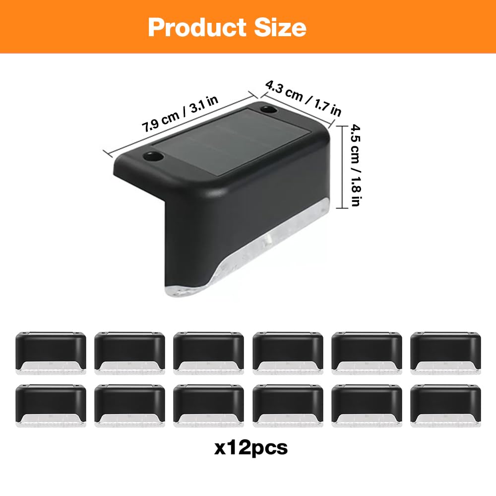 KBIBCK Solar Fence Lights, 12 Pack Solar Step Lights, SolarFence Light Outdoor Garden - Image 2