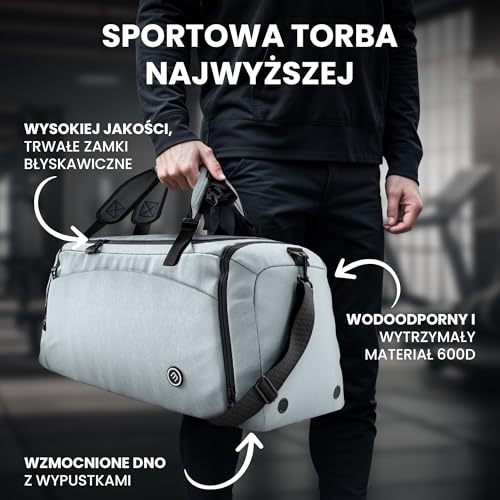 bemaxx Torba Sportowa Torba Treningowa + Funkcja Plecaka, Kieszeń na Buty, Komorą na Mokre Rzecz | Torba Podróżna Torba Pływacka Torba Fitness Siłownia Torba na Ramię Męska Damska | 40 L, Sage