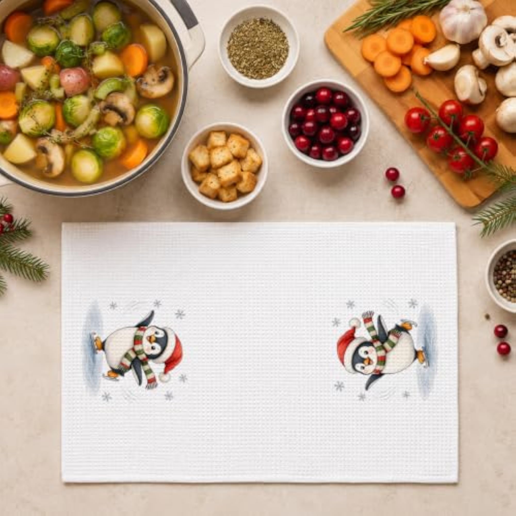 Winter Christmas Penguin Bathroom Towel