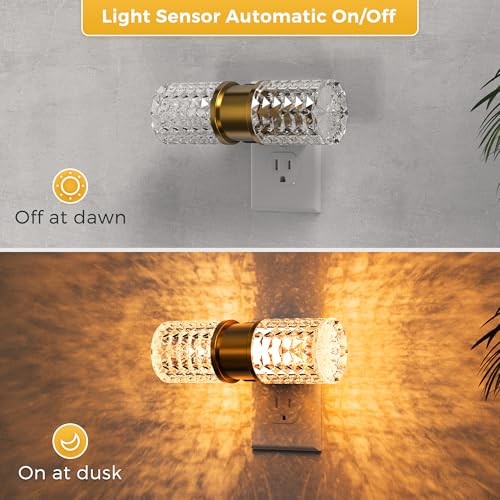 Image of L LOHAS LED Night Light,Modern Night Lights Plug into Wall,2 Pack Amber-3000K-5000K Adjustable Color Temperature Night-Light,Dimmable Nightlights with Dusk to Dawn Sensor for Rooms Bathroom Hallway