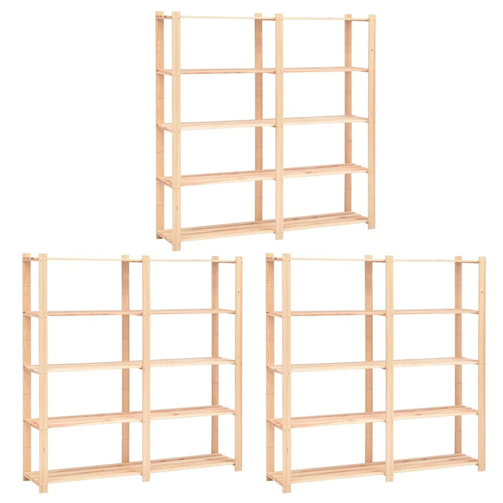 Lagerregale 5 Böden 3 STK Massivholz Kiefer 170x38x170cm belastbar 500kg pro Regalboden für Werkstatt Lager und Betrieb zur Organisation und Aufbewahrung von Werkzeug und Material