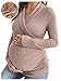 SweatyRocks Women's Maternity Shirts Wrap V Neck Long Sleeve Ruched Breastfeeding Nursing Top Dusty Pink Medium