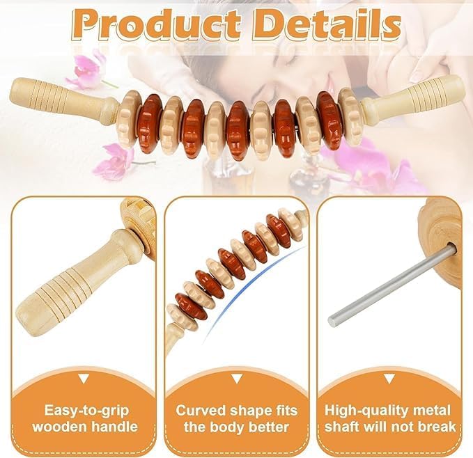 Yopple Wooden 11-Roller Massager Stick – Curved Handheld Therapy Tool for Deep Tissue Muscle Relief, Body Relaxation & Pain Relief for Back, Neck, Legs & Feet Yopple Wooden 11-Roller Massager Stick – Curved Handheld Therapy Tool for Deep Tissue Muscle Relief, Body Relaxation & Pain Relief for Back, Neck, Legs & Feet