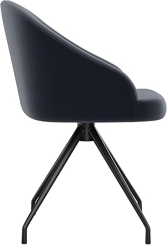 Miniatura 8 de Martha Stewart Sora Silla giratoria estacionaria con brazos inclinados para oficina en casa en terciopelo gris con marco de bronce aceitado