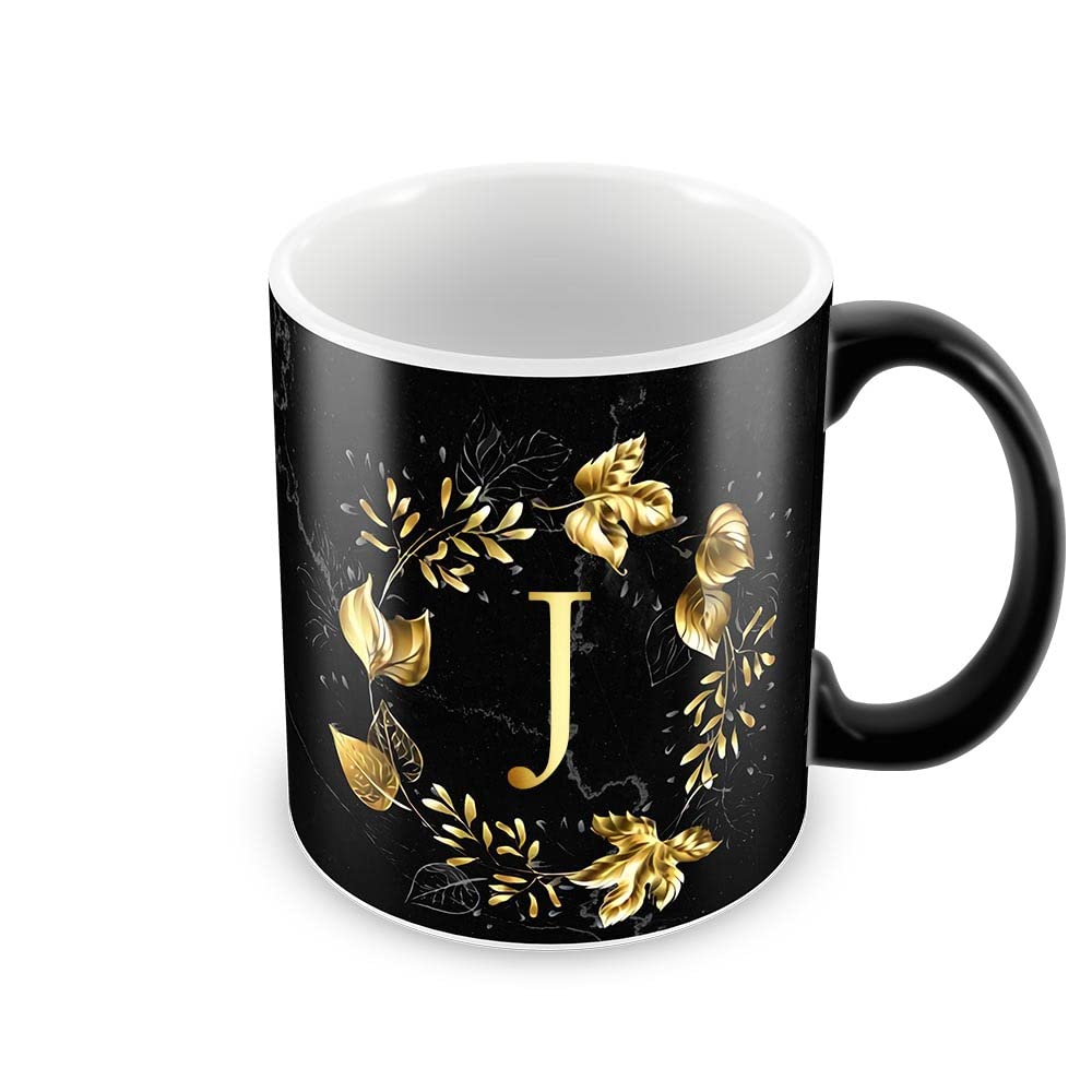 TovaihPrinted Design of Alphabet J Magic Ceramic Coffee Mug, Birthday Gift, Letter J Coffee Mug, Tea & Coffee Cups (350 ML)