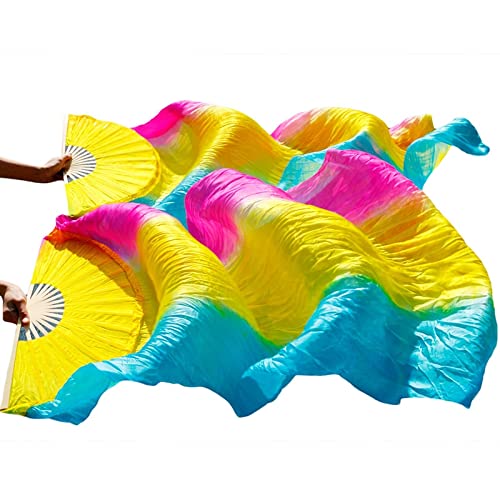 Wróbel Anioł Wachlarz tańca brzucha Welony Taniec brzucha Wachlarz tańca brzucha 1 para Jedwab/imitacja jedwabiu Ręcznie barwiony jedwab Welony do tańca Jedwabne wachlarze (Color : Color6 d)