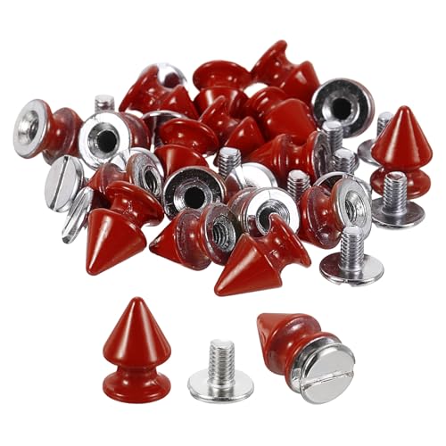 Rivets coniques rouges 8x12mm pour customisation de vêtements en cuir
