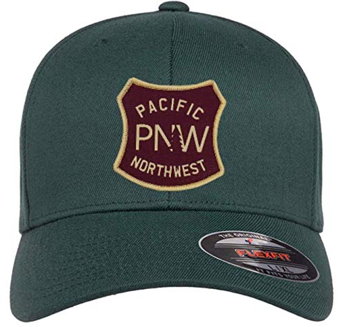 Pacific Northwest Flexfit HAT with PNW Woven Patch Unisex (Green, L XL)