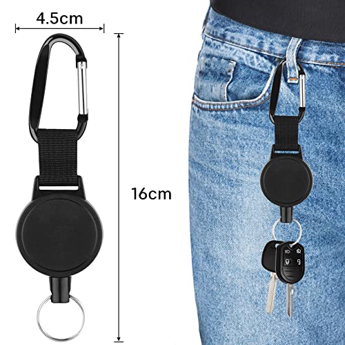 KUUQA 10 Pack Heavy-Duty Retractable Keychains Badges Reel Clip with 65cm/ 25 Inches Steel Wire Rope, Black - Image 3