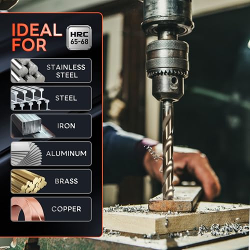 Image of COMOWARE Metal Drill Bit Set, 19 Pieces, HSS-E M35 1-10 mm Drill Bit Set, Spiral Drill Bit Set, Professional for Metal, Steel, Iron, Self-Centring for Metalworking Drill Accessories