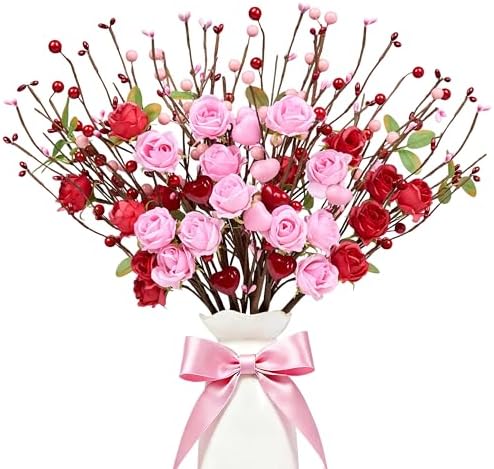 Valentines Day Decorations 12 Pack Valentines Day Artificial Flow...