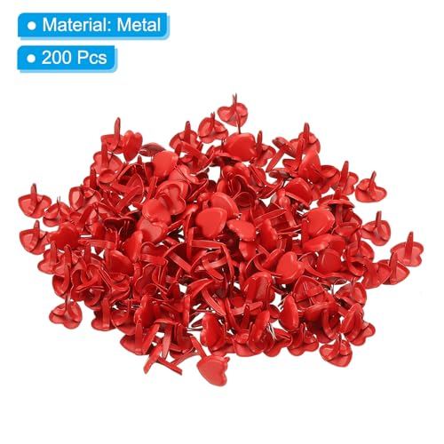 Mini clavos divididos PATIKIL de corazón rojo para manualidades de papel 4