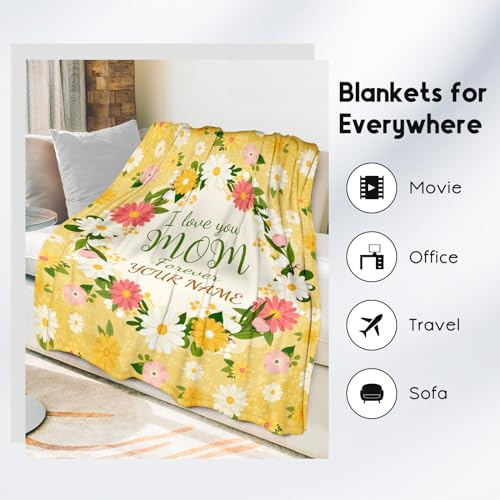 Personalized Gift of Blankets for Mather - Custom 40x50 Inch Fleece Throw to Mom Gifts - Yellow Soft Fuzzy Blanket for Festivals Holidays