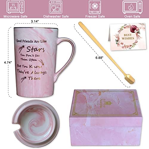 WICOMBETU Friendship Gifts for Women Birthday Friends Mugs for Women - Friend Gifts Female Ladies Coworkers Coffee Cup Presents for Bestie Girls BFF Her with Gift Box Spoon Wish Card