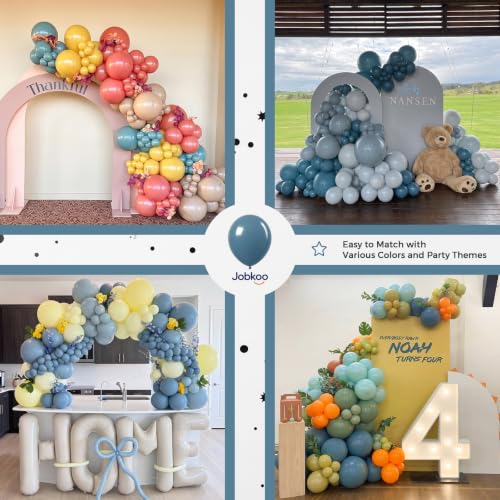 Image of Jobkoo Slate Blue Balloons 12 Inch, Dusty Dark Teal Blue Latex Balloon