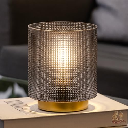 MJ PREMIER Tischlampe Kabellos, Batteriebetrieben Tischleuchte kabellos Tischlampe ohne kabel with Timerfunktion Batteriebetrieben Nachttischlampe ohne Kabel für Schlafzimmer Wohnzimmer (Grau)