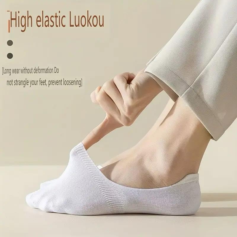 OWILENS 5 Pairs Solid Cotton Loafer Socks No-Show Socks for Men & Women, Multicolor, Pack of 5, Free Size - Image 7 thumbnail