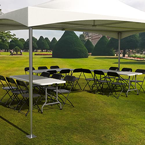 VINGLI 2 Pack Black Plastic Folding Chair, Indoor Outdoor Portable Stackable Commercial Seat with Steel Frame 350lb. Capacity for Events Office Wedding Party Picnic Kitchen Dining
