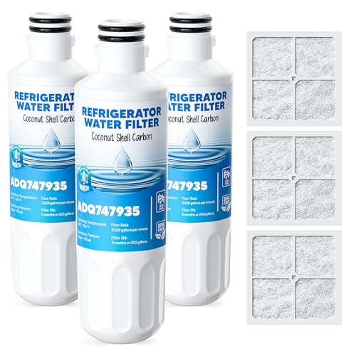 LT1000P Water Filter Replacement Fit for L-G Lt1000P/PC/PCS Compatible with L-G Models ADQ747935, ADQ74793501/02, MDJ64844601, LMXS30796S Water Filters with ADQ73334008 Air Filter, 3 Combo By AVXBYR