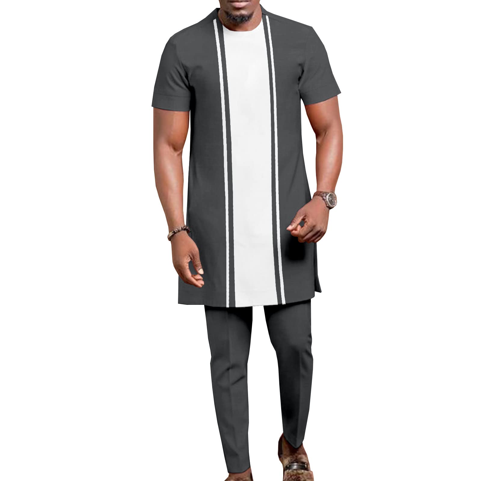 African Men`s Clothing Dashiki Tops and Pants 2 Piece Set Plus Size Tracksuit African Suits Shirts Blouse Attire