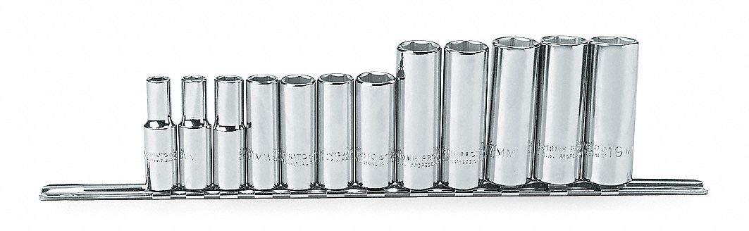 Proto J52205 12 Piece 6 Point 3/8" Drive Metric Deep Socket Set