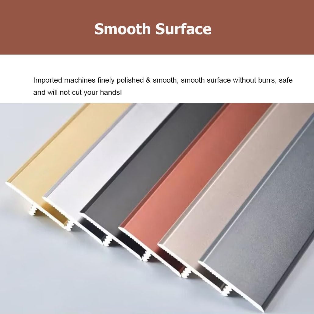 2 Sets 90-130 CM Long Metal Floor Transition Strip, 3.3 CM Wide T Molding Door Thresholds Edge Trim for Doorways Uneven Floors Tile Wood(Black,2Set Length 90 cm)