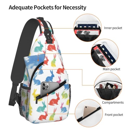 Mochila bandolera urbana con estampado de conejos para viajes y senderismo miniatura 4