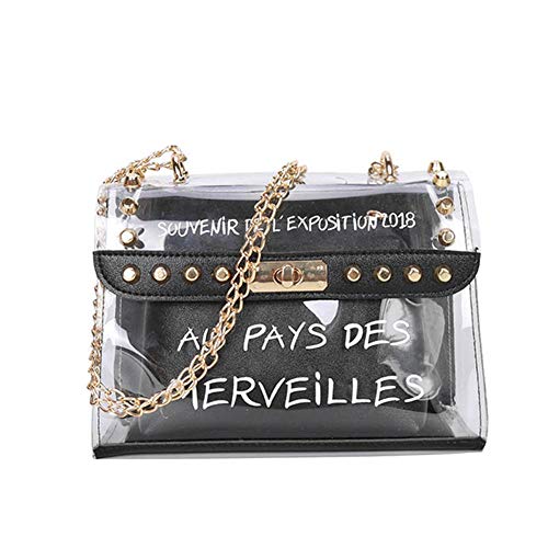 Rokoo Sac à Main Transparent en PVC pour Femme Noir