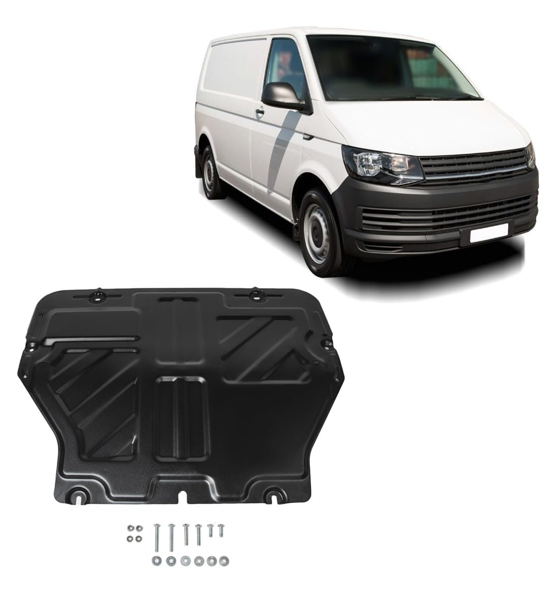 J&J AUTOMOTIVE Protection sous Moteur en Acier pour Volkswagen Transporter T6 Depuis 2015, Plaque de Protection de Châssis, Épaisseur 2 mm, 1x Protection Moteur