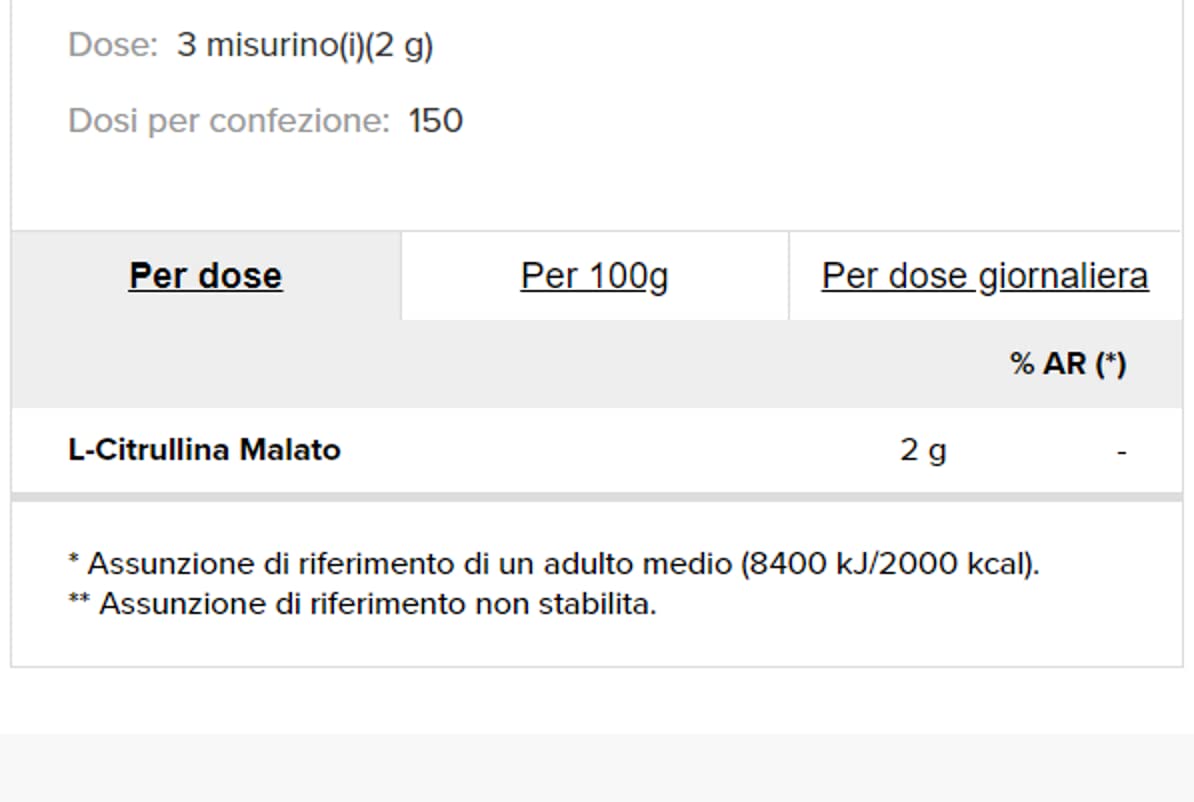 Prozis L-Citrulline Malate Natural, 300 g - citrullina malato naturale