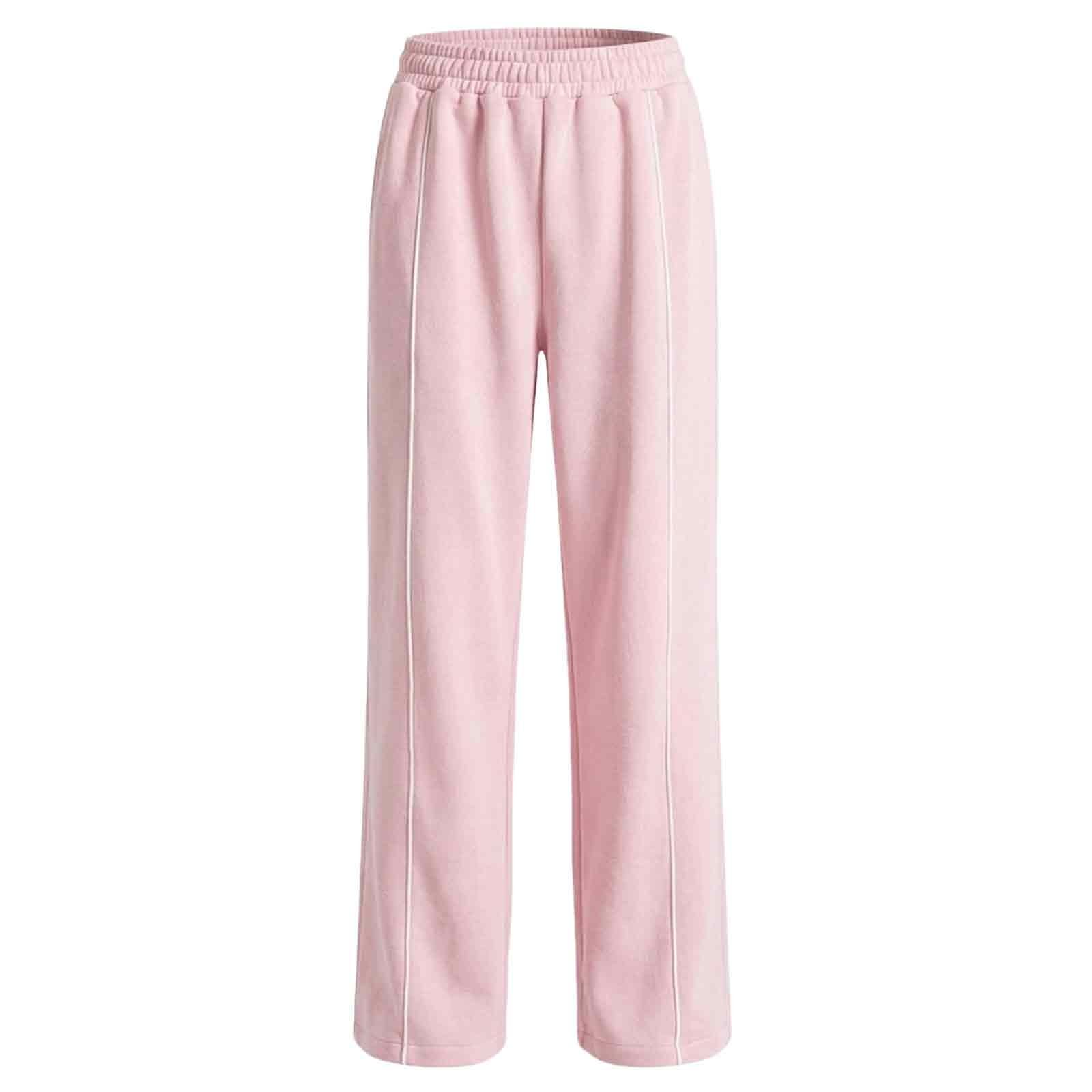 Generisch Pantalon d'été en coton à jambes larges pour femme - Pantalon d'été baggy avec taille élastique - Cordon de serrage et poches - Léger - Couleur unie - Décontracté - Pantalon de loisirs