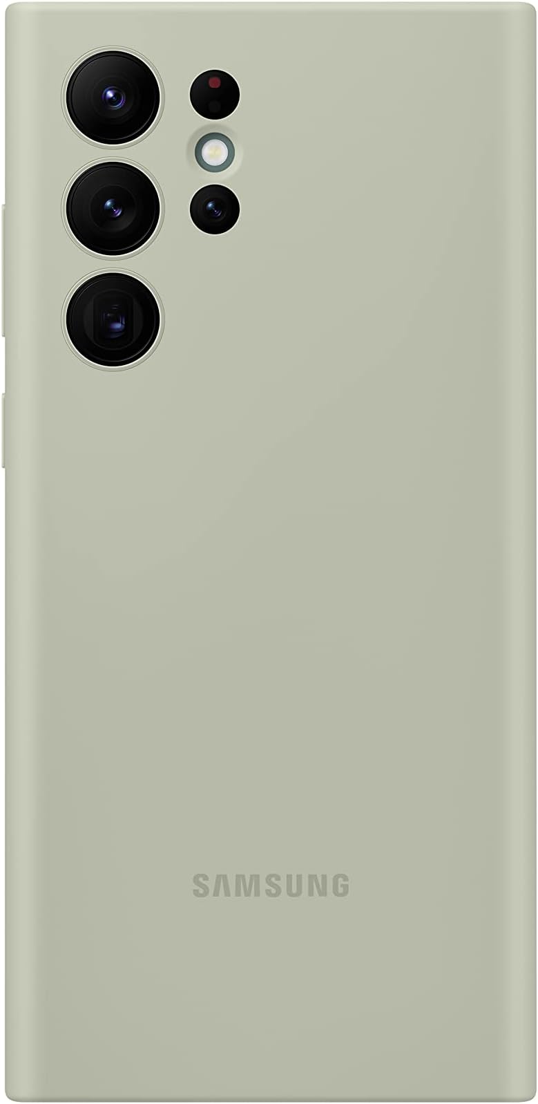 Samsung Electronics Silicone Cover, Protective Soft, Sleek Protection, Slim Design, Matte Finish, Us Version Phone Case For Samsung Galaxy S22 Ultra (Olive Green, Ef-Ps908Tmegus)