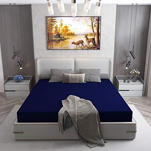 Image of Lithara Cotts Wonder Mattress Protector for Double Bed | Water Resistant & Stretchable Fabric | Queen Size : 72 x 66 Inches (6x5.5 Feet) | (Blue)